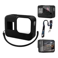 3 Micas + Funda Silicon + Strap Para Gopro Hero 8 Black New