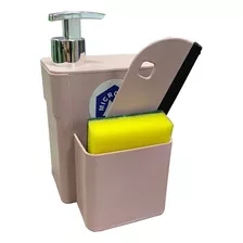 Dispenser Detergente Organizador Pia Com Rodinho Rose