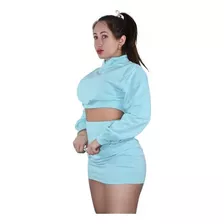 Saia De Moletinho Curta + Blusinha Moleton Feminino