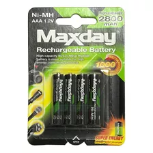 Pilas Recargables Aaa 1.2v Pack X4 2800 Mah Maxday Ni-mh