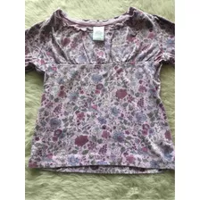 Remera Manga Larga Nena Talle 4 Lila Estampa Flores Gymboree