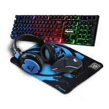 Combo Gamer Teclado Retroiluminado + Mouse + Auricular + Pad