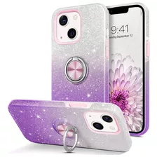 Funda Para iPhone 13 Mini 5.4 Brillos Ombre Blanco Violeta