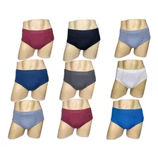 Kit 10 Cueca Tradicional Slip Cotton Masculina Algodão Lisa