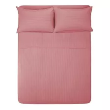 Juego De Sábanas Melocotton 1800 Micro Grabada Color Palo De Rosa Con Diseño Color Hilos 1800 Para Colchón De 200cm X 140cm X 25cm