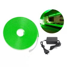 Luz Tira Led Flexible Verde Silicona X5mts + Fuente 12 V