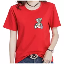 Playera Mujer Blanco Manga Corta Juvenil Cuello Redondo Moda