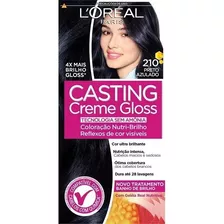 Kit Tintura L'oréal Casting Casting Creme Gloss Tom 210 Preto Azulado
