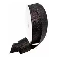 Morex Ribbon Princess Glitter Ribbon, Negro