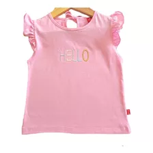 Remera Niña Manga Corta 100% Algodón Rosa T: 6 M A 8 A 