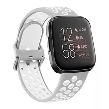 Malla Silicona Ak Para Fitbit Versa 2 Lite Se - L Gris