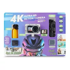 Kit Camara Accion Vivitar 4k 20mpx Con Accesorios Wifi Color Negro