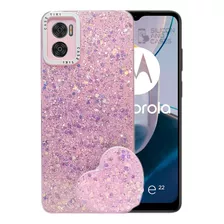 Carcasa Para Motorola E22i Glitter Incluye Pop Socket