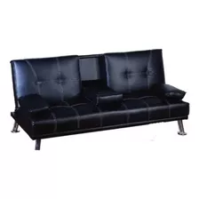 Sofa Cama Juego De Living Sillon Color Negro Modena Diseño De La Tela Pu