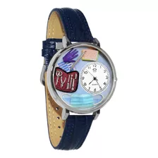 Reloj 3d De Pulsera De Cuero Azul Marino Con Sutura Médica