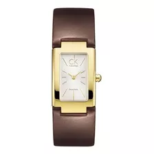 Reloj Calvin Klein Mujer Cuero Marron Dorado Suizo K5923226