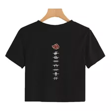 Cropped Camiseta Nuvem Naruto Akatsuki Anime Geek Camisa