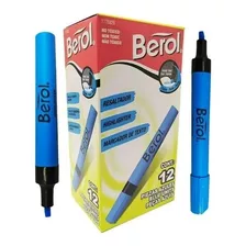 Marcador De Texto Berol Resaltador Azul Punta Cincel 12 Pzs