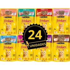 Combo 24 Sachês 85g Ração Para Gatos Friskies 8 Sabores