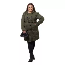 Sobretudo Feminino Plus Size Botões Casaco De Frio Grosso