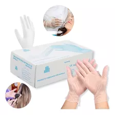 Guantes De Vinilo Descartable Sin Polvo X100 En Caja Cristal