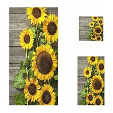 Naanle 3d Hermosos Girasoles Sobre Tabla De Madera, Suave Y 