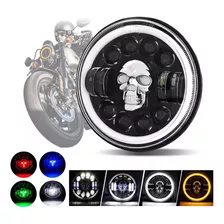 Faro Moto Led Calavera Drl Ambar Ojo De Angel Rgb 7 Pulgada