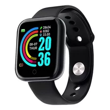 Relógio Digital Inteligente Smartwatch D20 Feminino Masculin Caixa Colors Pulseira Preto