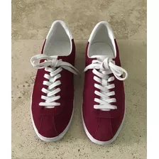 Tenis Zara De Gamuza Vino Mujer Talla 23.5 Mx Efekto Moda