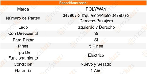 Set 2 Espejos Polyway Nissan Rogue 15_17 Foto 4