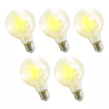 5 Pz Foco Vintage Marrón Esfera Retro Luz Cálida 4w T3302