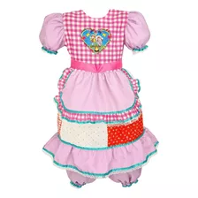 Vestido Infantil Coração Lilás Festa Junina Caipira Dança