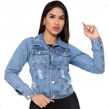 Jaqueta Com Barra Jeans Feminina Destroyed (blusa Casaco)