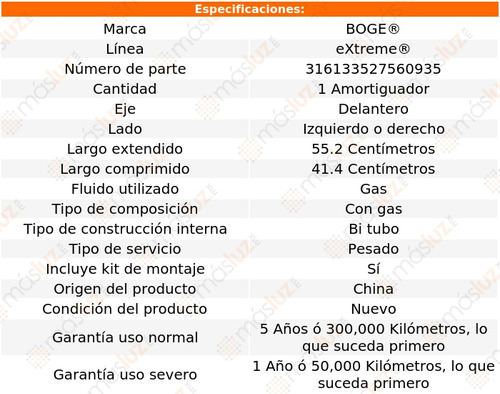 (1) Amortiguador Gas Izq/der Del Fj Cruiser 07/09 Boge Foto 2