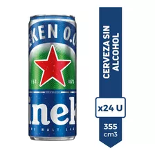 Cerveza Heineken Sin Alcohol 0.0% Lata 355ml Pack X24