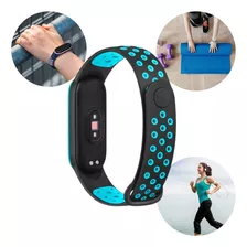 Pulseira Silicone Esporte Compatível Com Xiaomi Mi Band 3/4 Cor Preto Azul Mi Band 3 E 4 Largura 1.5 Cm