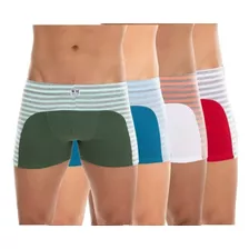 Kit 3 Cuecas Box Boxer Adulto Masculina Algodão Bicolor