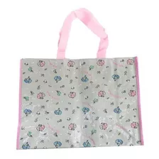 Bolsa De Compras Little Twin Stars Sanrio Original (ecobag) Acabado De Los Herrajes Tela Color Gris Color De La Correa De Hombro Rosa Claro