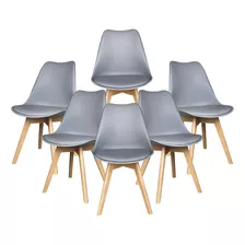 Set 6 Sillas Eames Tulip Asiento Acolchado Minimalista