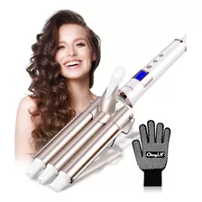 Ckeyin 3 Barril Curling Iron Wand Hair Waver Con Lcd 16 Cont