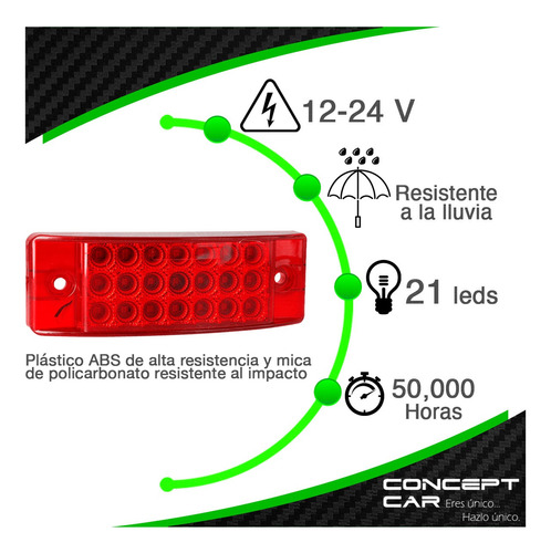 Par Plafon 21 Led Rectangular Fija Estrobo Secuencial 12-24f Foto 6