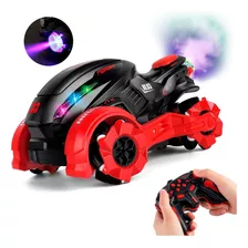 Auto Con Control Remoto Tira Humo Luces Música 360° Niños Color Rojo