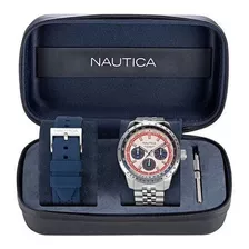 Reloj Nautica Pier 39 Multi Modelo: Napp39s27 Color De La Correa Plata / Azul Navy Color Del Fondo Blanca