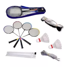 Set De Bádminton: 4 Raquetas Acero+2plumas+ Red Sufix