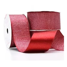 Rolo Fita De Cetim Lurex Brilho 38mm 10 Metros P/ Laços Arte Cor Vermelho