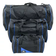 Kit 3 Bolsa De Viagem E Trabalho Modelo Sacola Gg M Pp Azul