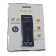 Hub Usb 3.0, 4 Portas, Alta Velocidade 5.0 Gbps, Preto B-max