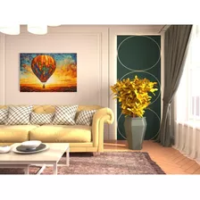 Quadro Decorativo Grande Balão Pôr Do Sol P/ Sala Luxo 90x60