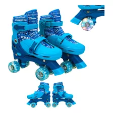 Patins 4 Rodas Ajustavel Quad Para Crianças Com Luzes Led