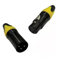 Kit 10 Plug Xlr Femea + 10 Xlr Macho Cannon Amarelo E Preto